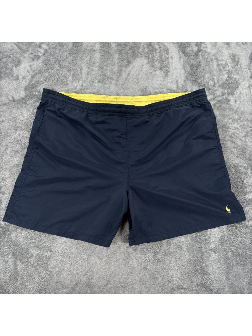 Polo Ralph Lauren Mens 3XB Navy Yellow Swim Trunks Big Tall Lined Shorts NWOT